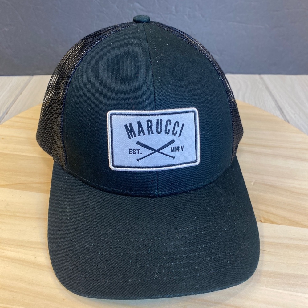 Marucci Mens Cross Patch Adjustable Snapback Mesh Trucker Hat - Black